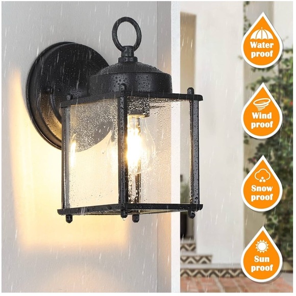 NWT Outdoor Wall Lantern, Exterior Waterproof Wall Sconce Light Fixtures - Picture 4 of 6